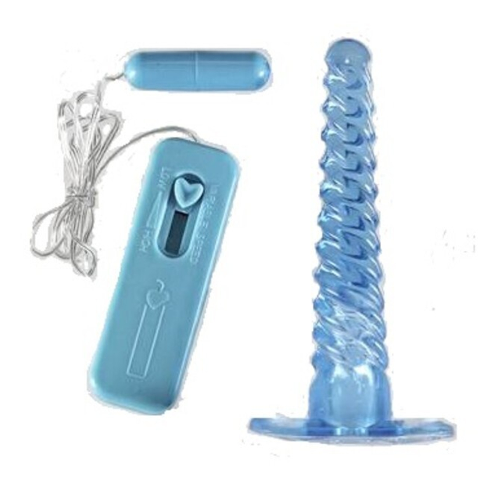 Спиралевидный анальный стимулятор с вибрацией Spiral ( 16 см , синий ) (Цвет: синий)