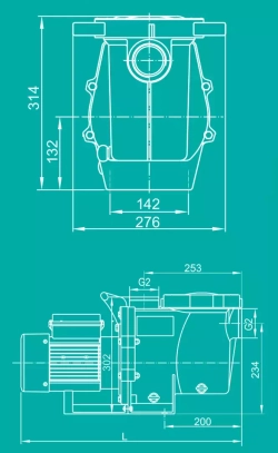 Насос для бассейна до 124 м³ с префильтром - 31 м³/ч, 2.2кВт, 380В, ВР2" / Ø63мм - LX SWPB300T - AquaViva