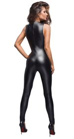 Комбинезон с кружевом и двусторонней молнией Sleeveless powerwetlook overall with lace (Размер: L) (Цвет: черный)