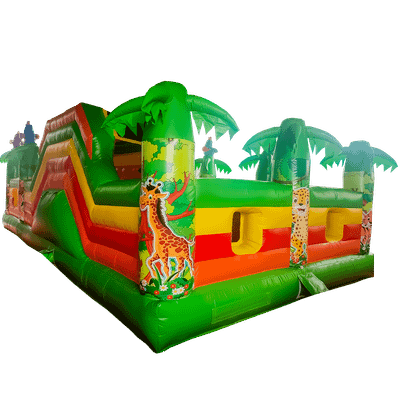 Коммерческий надувной батут "Джунгли" с горкой, 10*5*3 м