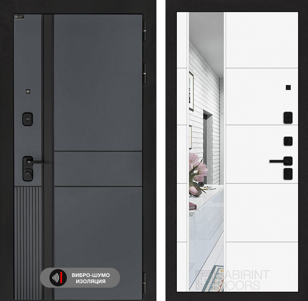 Входная дверь Лабиринт EVOLAB - Зеркало 19 Белый софт