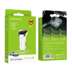 Автомобильный адаптер питания BOROFONE BZ15 LCD вольтметр 2USB 2.1A (белый)