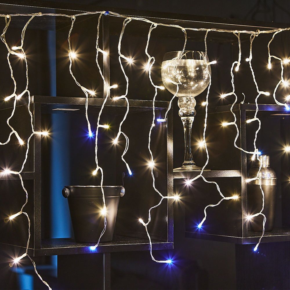 ULD-B25006-440-TTK WARMWHITE-WHITE IP44 Бахрома светодиодная с эффектом мерцания. 25м. Соединяемая. 440 светодиодов. Теплый белый и белый свет. Провод прозрачный. ТМ Uniel