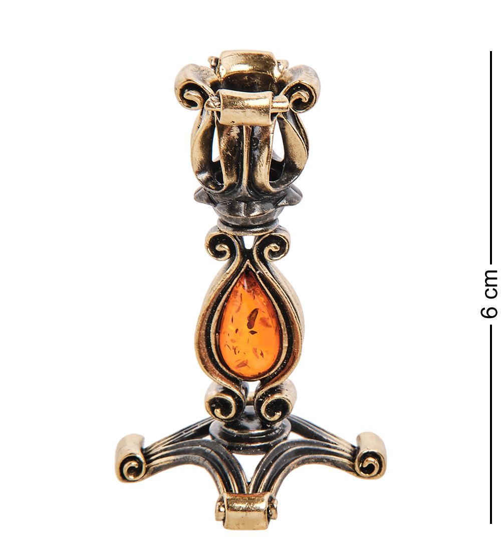 Народные промыслы AM-2973 Подсвечник «Капля» (латунь, янтарь)