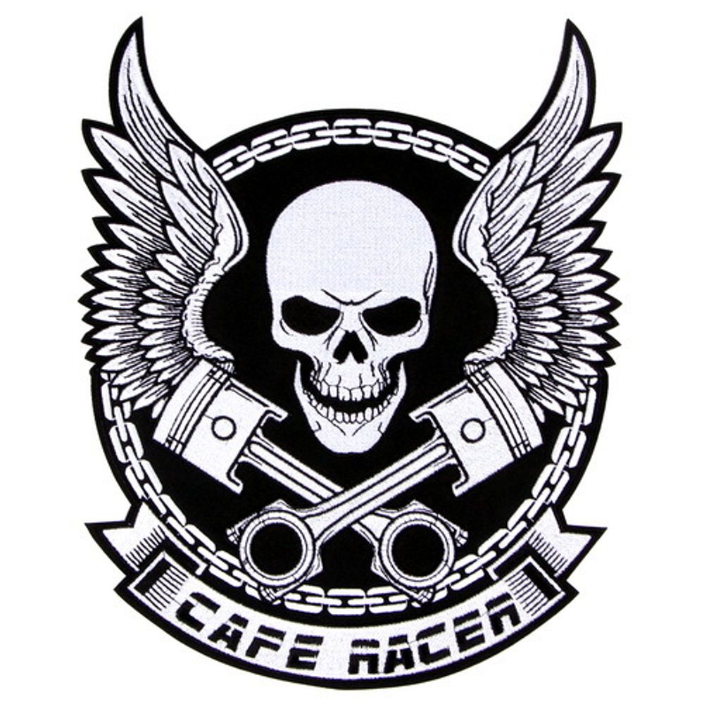 Нашивка Череп с поршнями - Cafe Racer