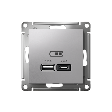 Розетка USB AtlasDesign тип A+C 5В/2.4А 2х5В/1.2А механизм алюм. SE ATN000339