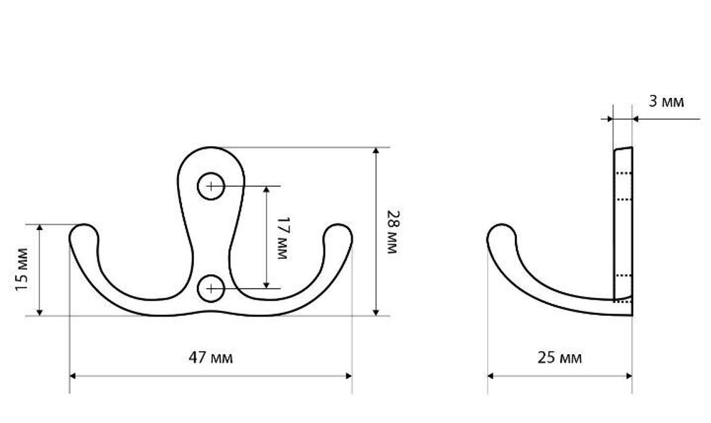 Крючок-вешалка StahlBuro 002 AC ст.медь (2крючка)  маленький / 16096