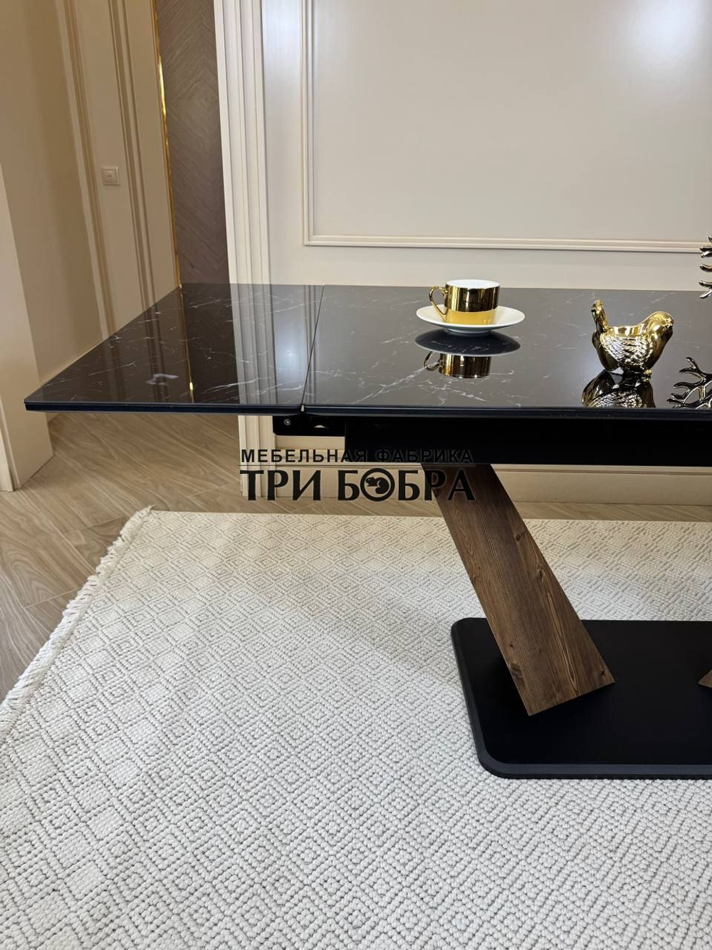 Кухонный раздвижной стол "Вирджиния", черный мрамор