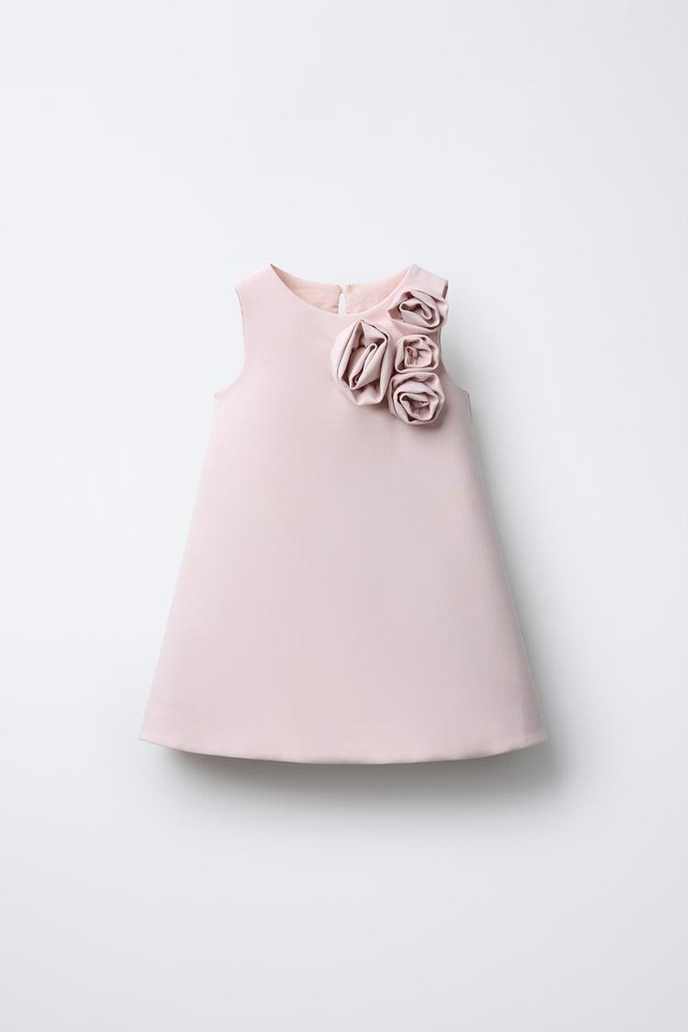 ZARA ПЛАТЬЕ С 3D ЦВЕТАМИ, СВЕТЛО-РОЗОВЫЙ