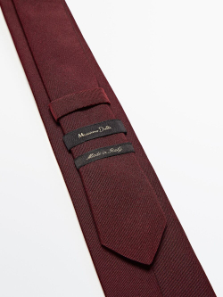 Massimo Dutti Галстук из хлопково-шелкового твила, гранатовый