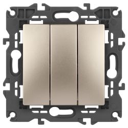 Выключатель ЭРА Elegance 14-1107-04 тройной 10АХ-250В IP20 шампань | Эра Elegance