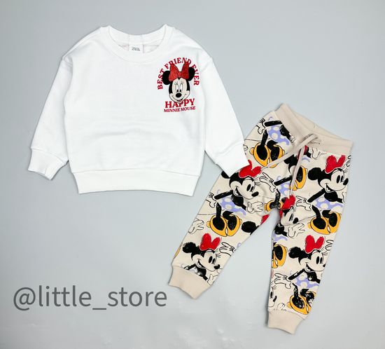 Комплект из футера "Minnie mouse" белый/бежевый