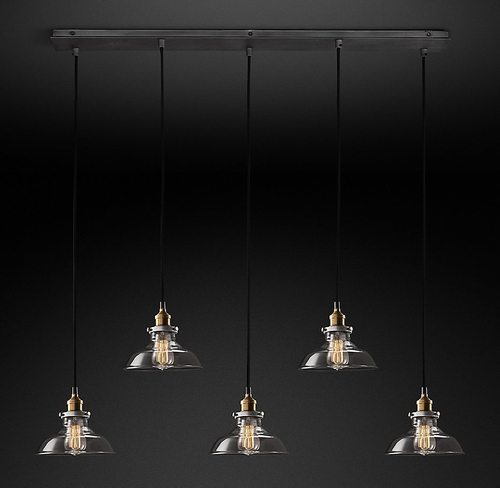 Подвесной дизайнерский светильник  20th C. Factory Filament Smoke Glass Barn Rectangular  Pendant by Restoration Hardware