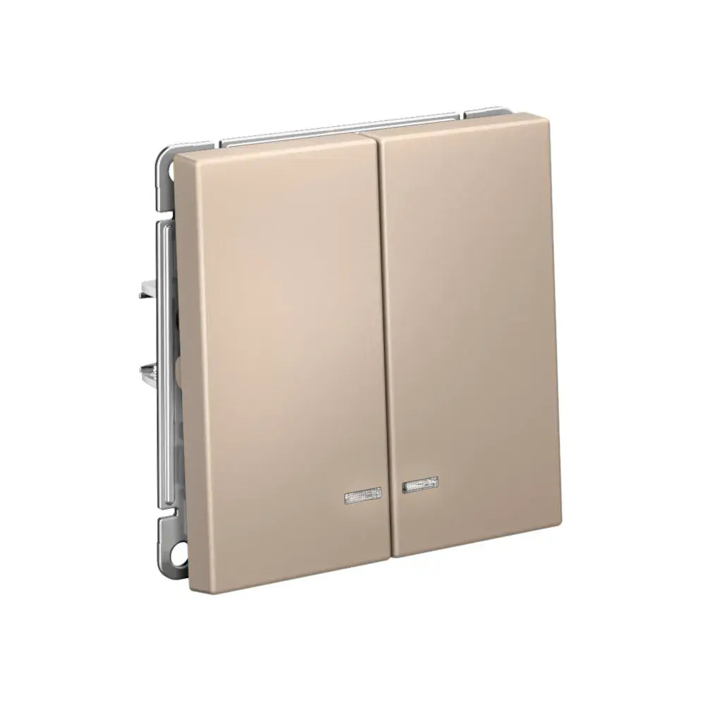 ARTGALLERY 2-клавишный ВЫКЛЮЧАТЕЛЬ с подсветкой, сх.5а, 10АХ, механизм, быстрозажим. клем., ПЕСОЧНЫЙ