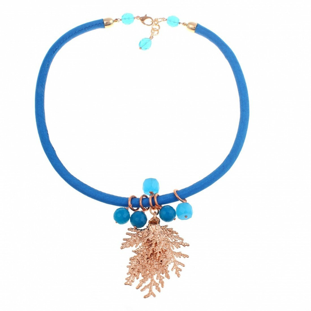 Колье лист Ester Bijoux Agata Oltremare and Cypress CL952-RG/BL BR