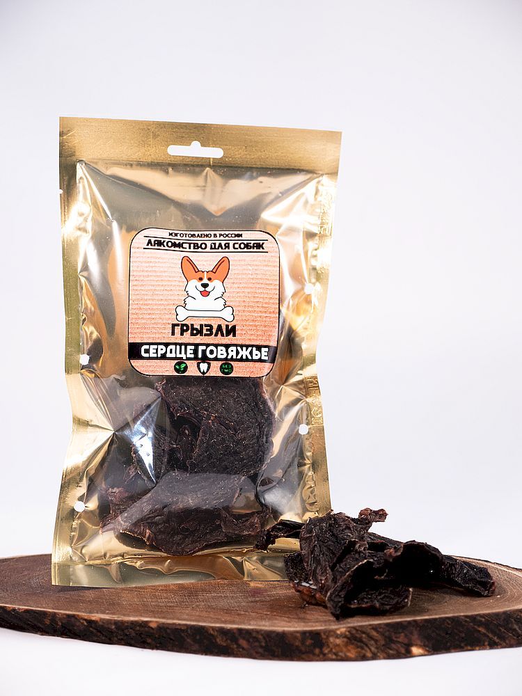 Лакомство для собак "Грызли" Сердце говяжье, Пакет 50 г