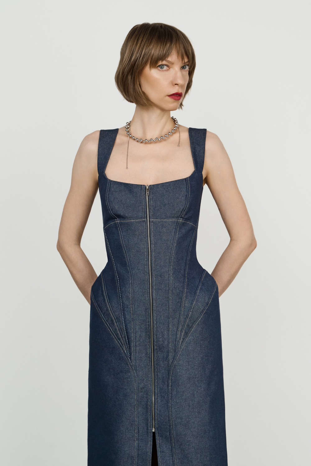 Платье-корсет макси из джинсы