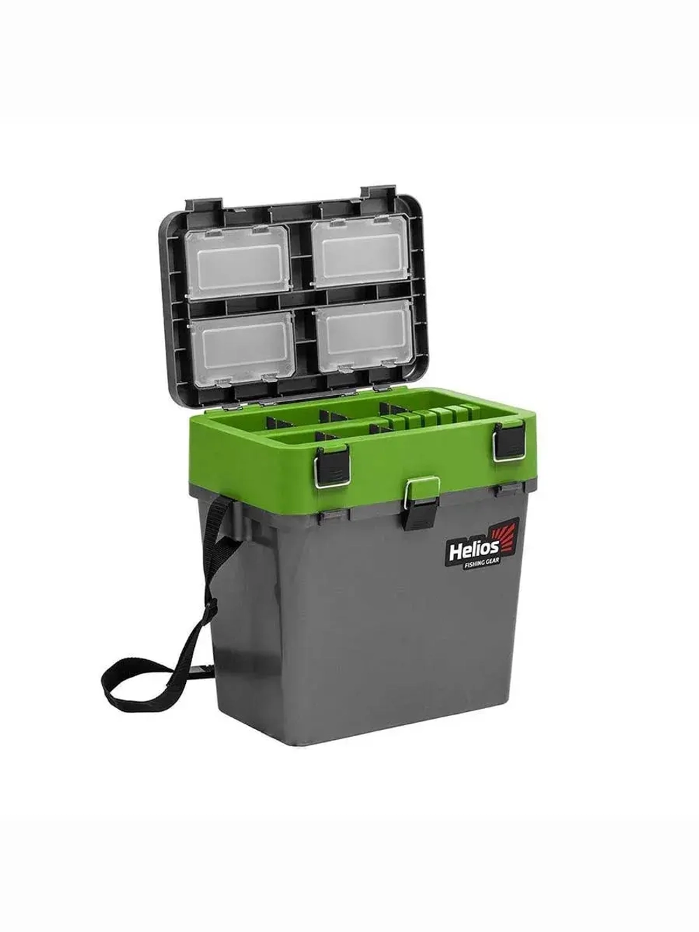 Ящик рыболовный зимний для хранения снастей серый/салатовый