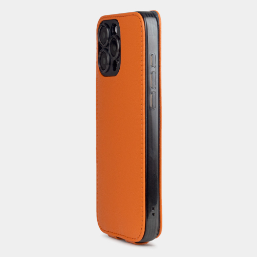 Чехол iPhone 16 Pro натуральная кожа козы, оранжевого цвета