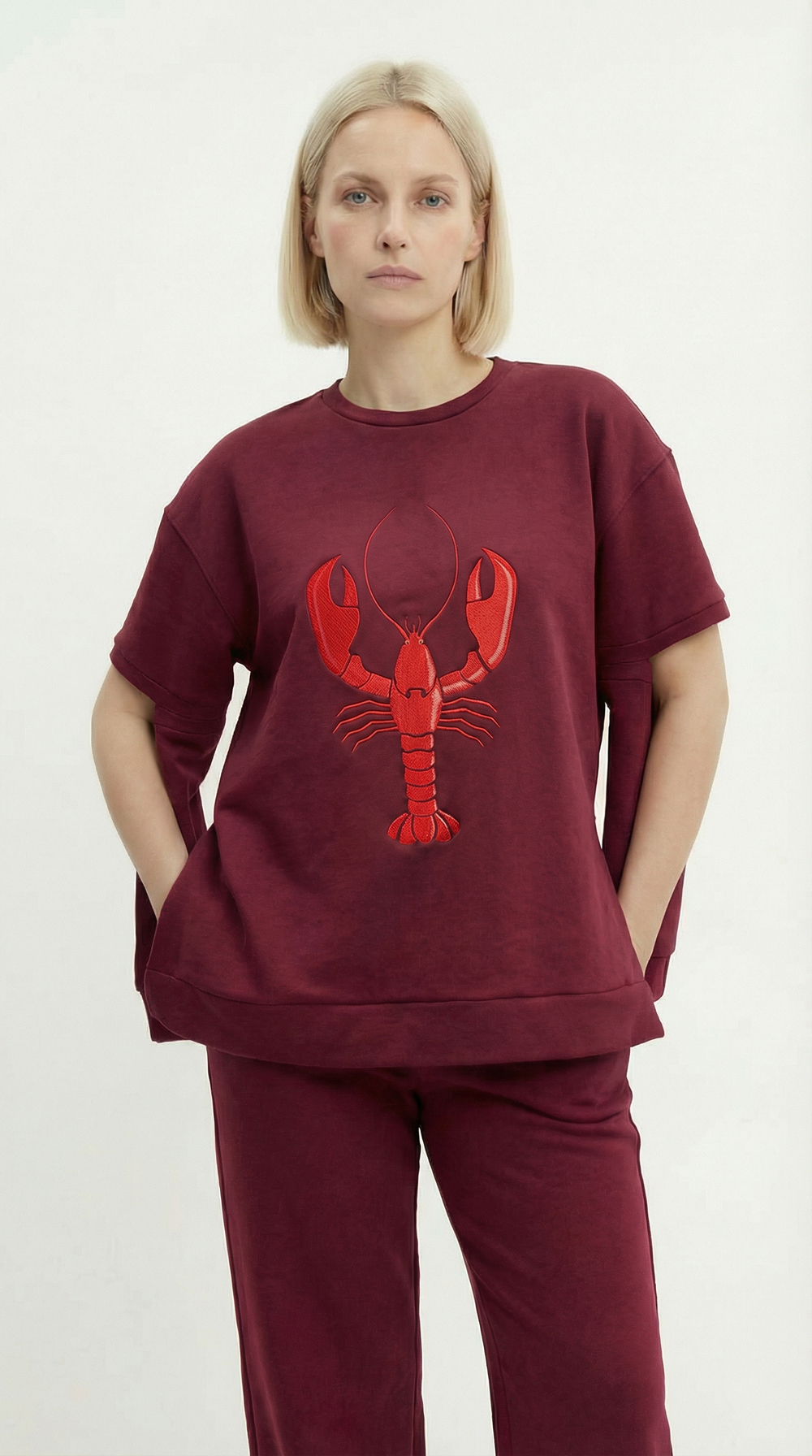 Свитшот из футера с вышивкой лобстер