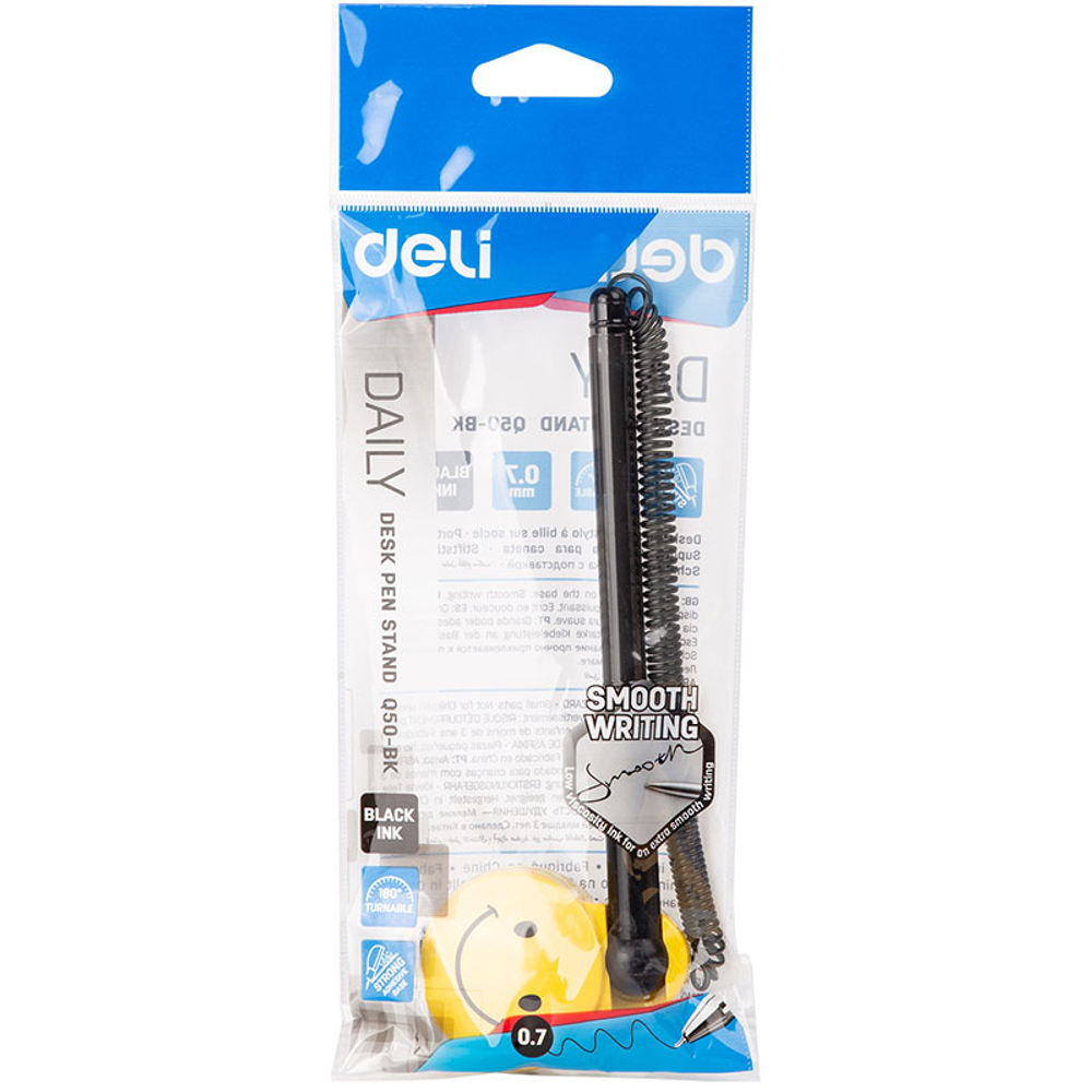 Ручка шариковая Deli "Daily", на подставке, 0,7 мм, черные чернила