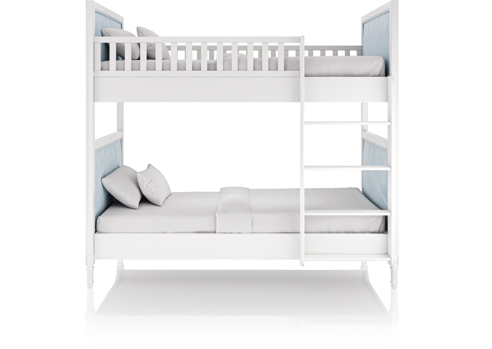 Кровать двухъярусная Elit (белый, голубая ткань)