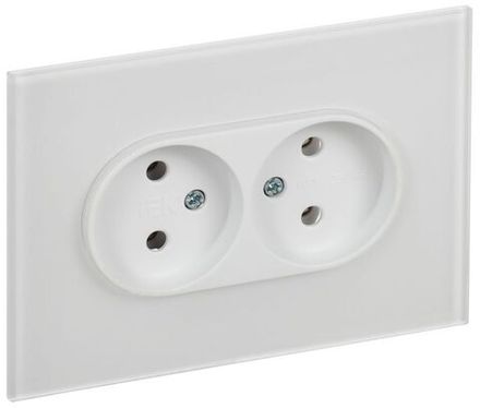 Розетка 2-м SKANDY 10А без заземл. без защ. шторок для плоской вилки SK-R03W арктич. бел. IEK SK-R20-10-K01
