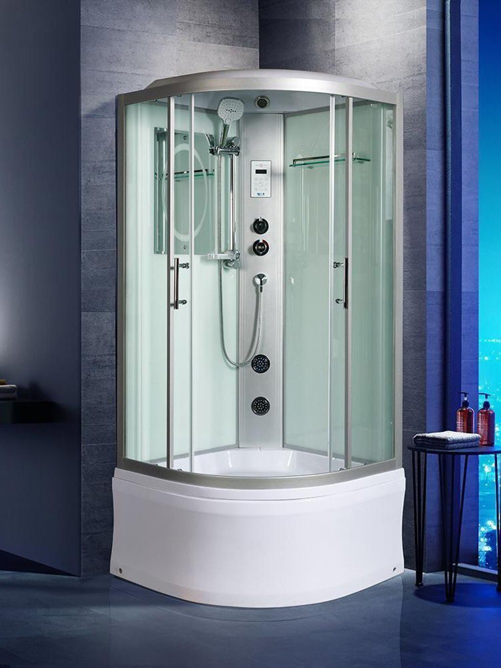 Душевая кабина WeltWasser  WW500 HALLE  804 80х80 см,  прозрачное стекло, поддон низкий, крыша, гидромассаж