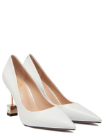 Женские кожаные белые туфли с авторским квадратным каблуком