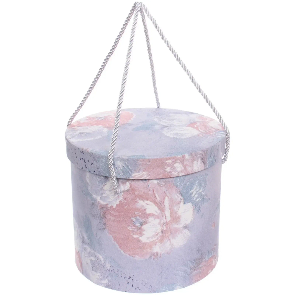 Коробка подарочная «Акварельные цветы» 22*22*19 см, серый