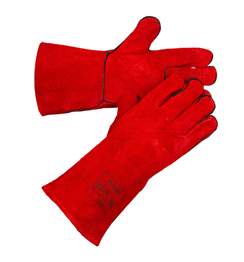 Краги G340, сварщика, спилковые, пятипалые, красные