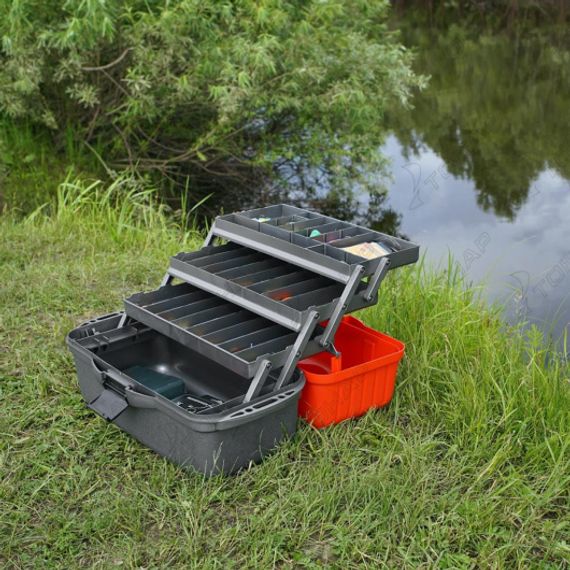 Ящик рыболова трехполочный оранжевый (T-HS-FB3-O) Helios