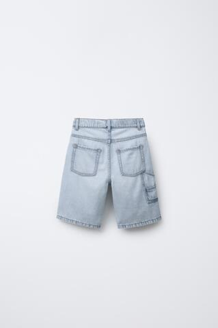 ZARA ДЖИНСОВЫЕ ШОРТЫ-БЕРМУДЫ SKATER, ГОЛУБОЙ