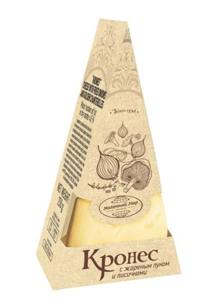 Сыр "Кронес" с жареным луком и лисичками 45% 250г Молочный Мир