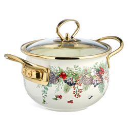 КАСТРЮЛЯ ЭМАЛИРОВАННАЯ AGNESS СО СТЕКЛЯННОЙ КРЫШКОЙ СЕРИЯ "CELEBRATION", 1.5 Л, 16*10 СМ