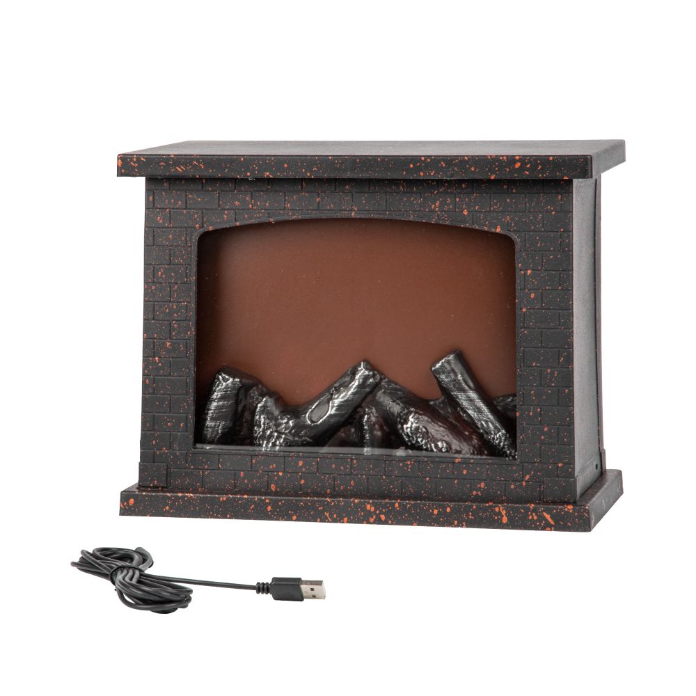 ULD-L2821-005-DNC-RED BLACK FIREPLACE Светильник светодиодный Камин с эффектом пламени. питание от батареек 3АА не в-к или USB в-к. 28х21см. 5 светодиодов. Корпус черный. TM Uniel