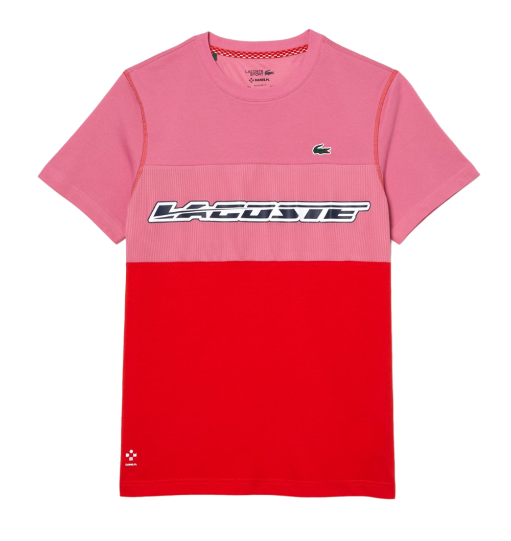 Мужская теннисная футболка Lacoste SPORT x Daniil Medvedev Jersey T-Shirt - pink/red/blue