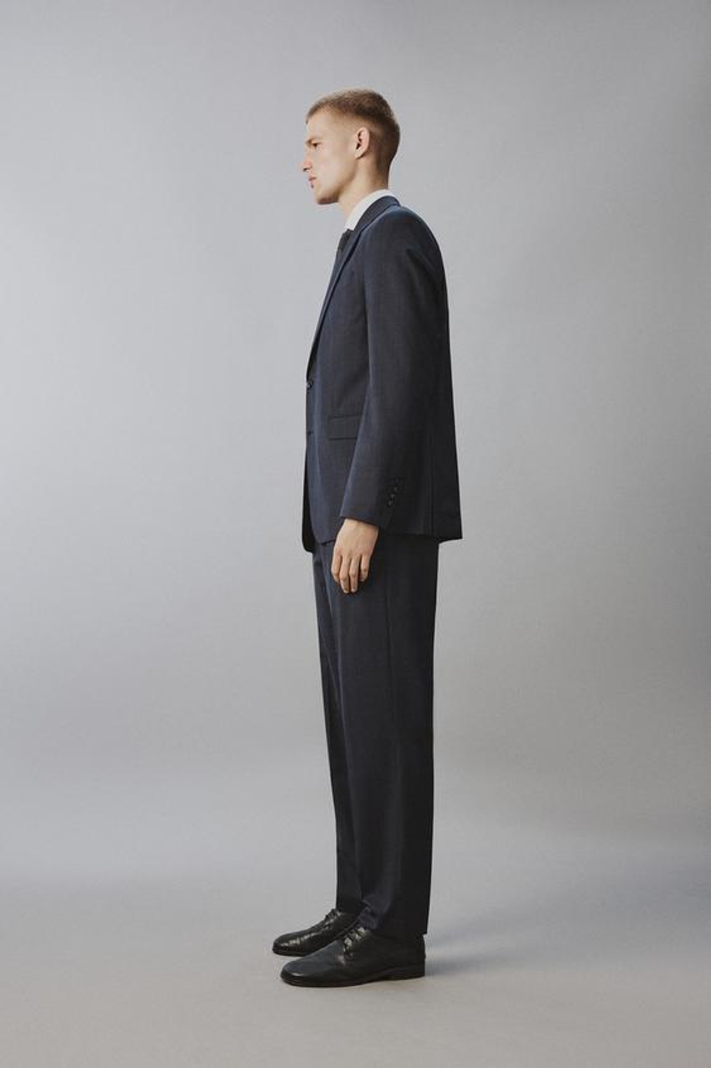ZARA КОСТЮМНЫЕ БРЮКИ REGULAR FIT В КЛЕТКУ, МОРСКОЙ ТЕМНО-СИНИЙ