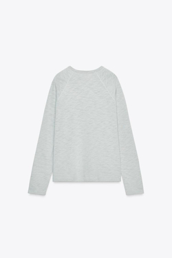ZARA ХЛОПКОВАЯ ФУТБОЛКА РЕГЛАН, СВЕТЛО-СЕРЫЙ