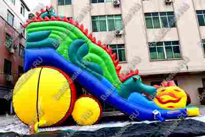 Коммерческий надувной батут-горка "Огненный дракон" 16*8*11 м