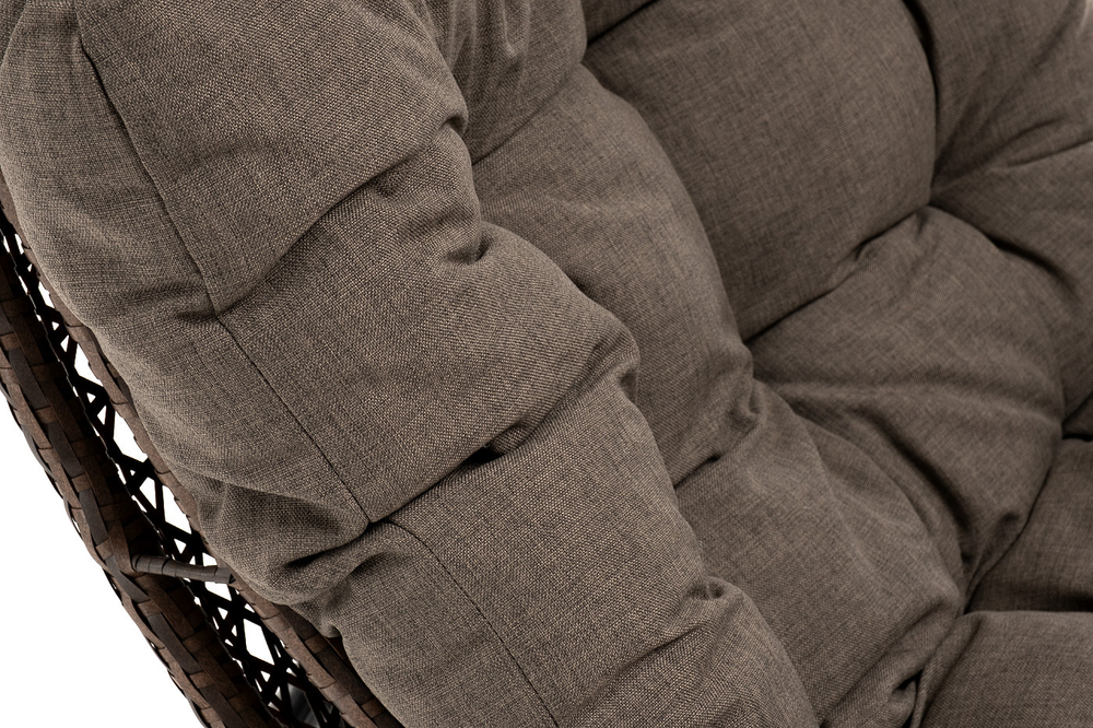 "Виши" подвесное кресло-кокон из искусственного ротанга, цвет коричневый с серо-коричневой подушкой