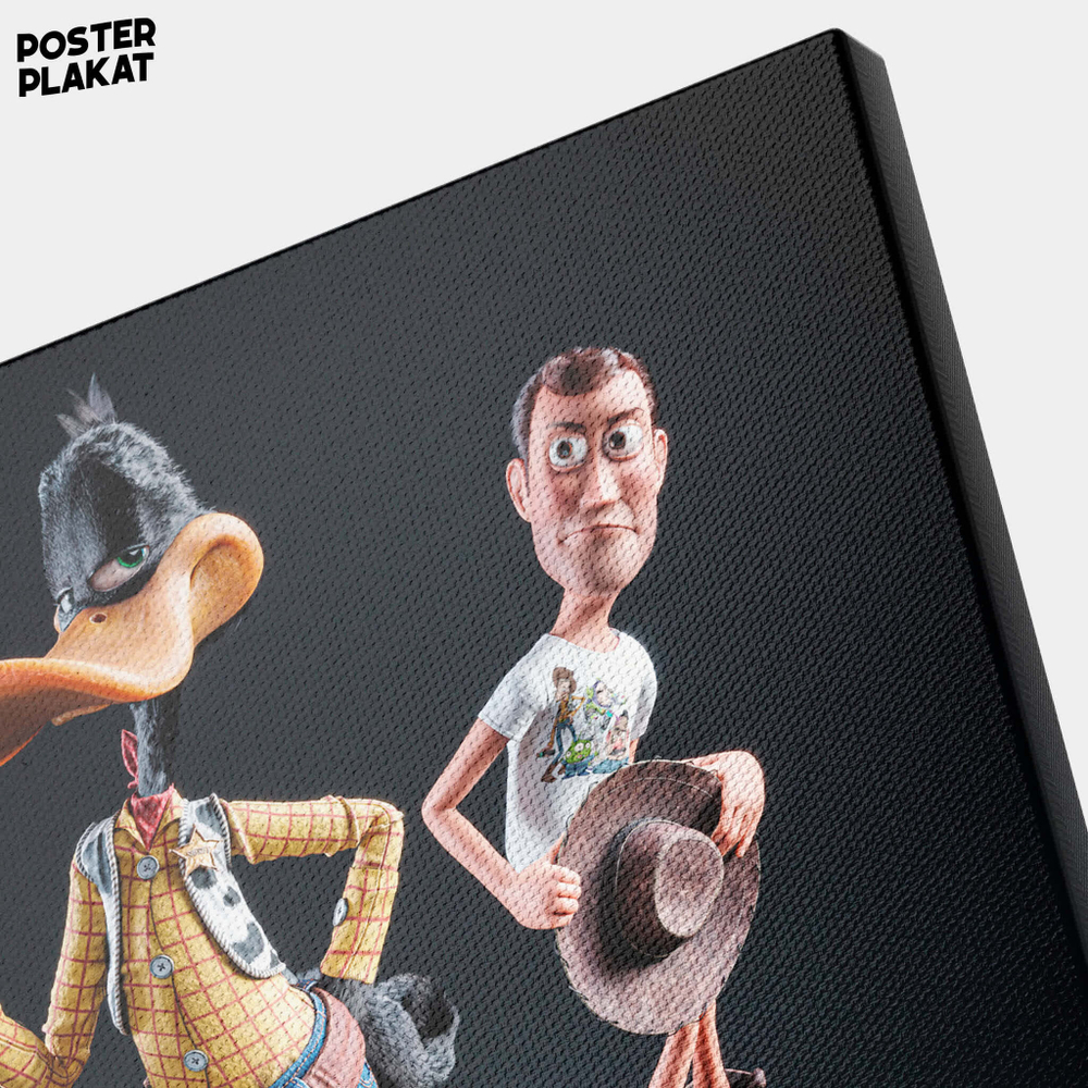 Картина для интерьера Даффи Дак и Вуди на холсте, персонажи мультфильма, холст с печатью на подрамнике, на стену, Постер Плакат
