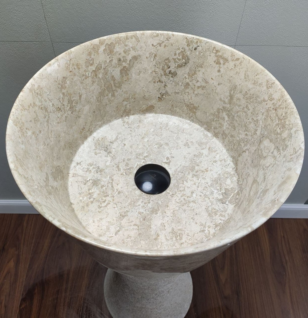 Раковина напольная из мрамора Cream MN-61362 (40*40*90)