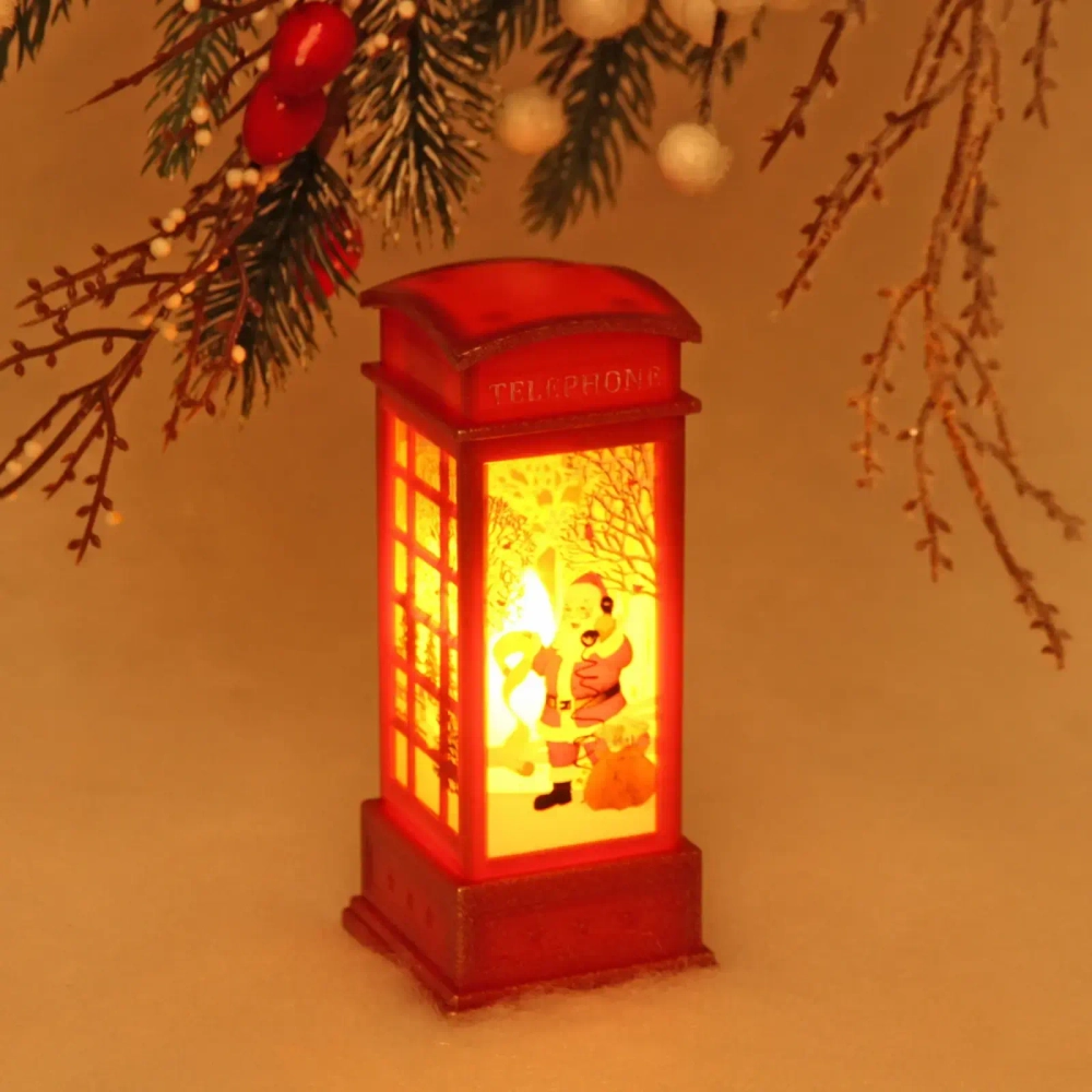 Сувенир с подсветкой Christmas «Телефонная будка - Дед Мороз» 12,5х5,3х5,3 см