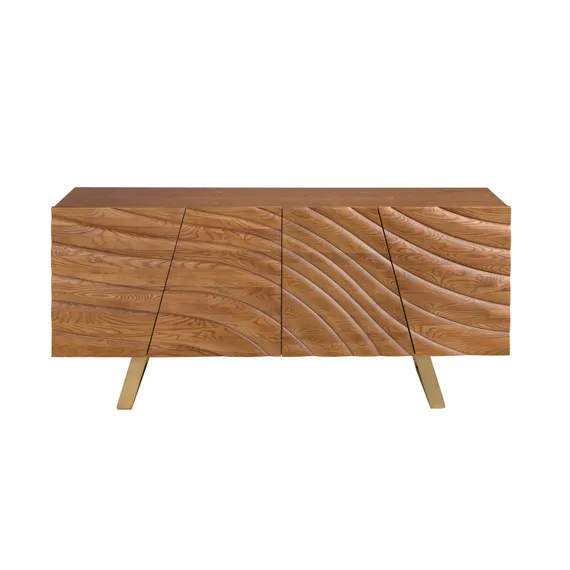 Сервант 3298 из светлого ореха и стали золотистого цвета