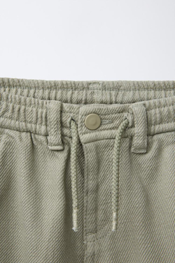 ZARA БРЮКИ STRAIGHT FIT ИЗ ТВИЛА, СВЕТЛЫЙ ХАКИ