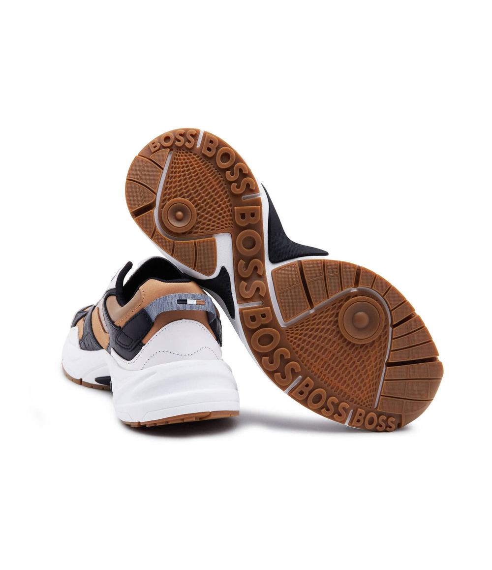 Кожаные кроссовки levitt_runn_lt BOSS BLACK - коричневый(50513142)