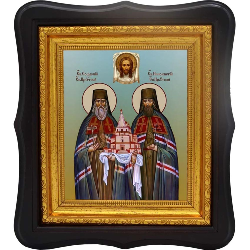 Софроний и Иннокентий Иркутские. Икона на холсте.