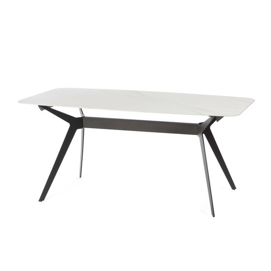 Обеденный стол Scarlet 160х80 ножка из стали, столешница керамика cветло-серый/черный