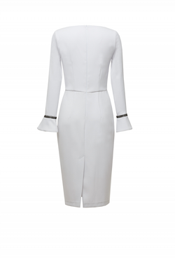 Платье-футляр серое с кристаллами "Swarovski" 46-19 SS